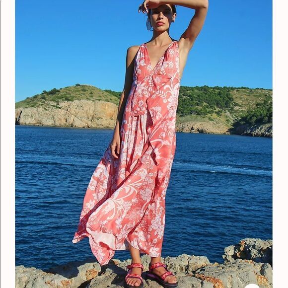 Revolve Free People Ashley Maxi Dress in Pink Combo - Picture 1 of 13